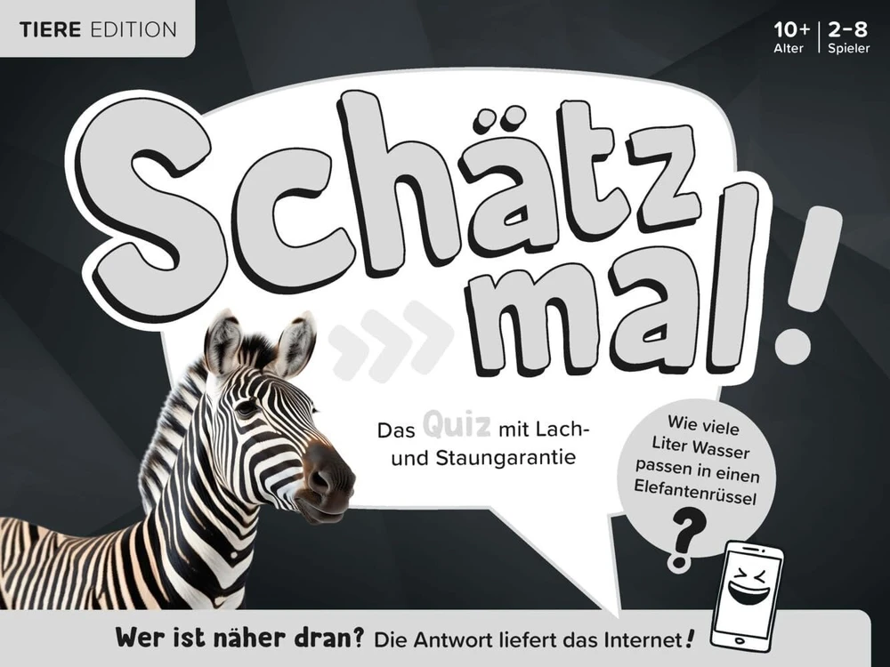 Schätz mal! Animals Edition: viktorina su juoku ir nuostaba I nuo 10 metų I 2-8 žaidėjai I žaidimų kilimėlis, baltas