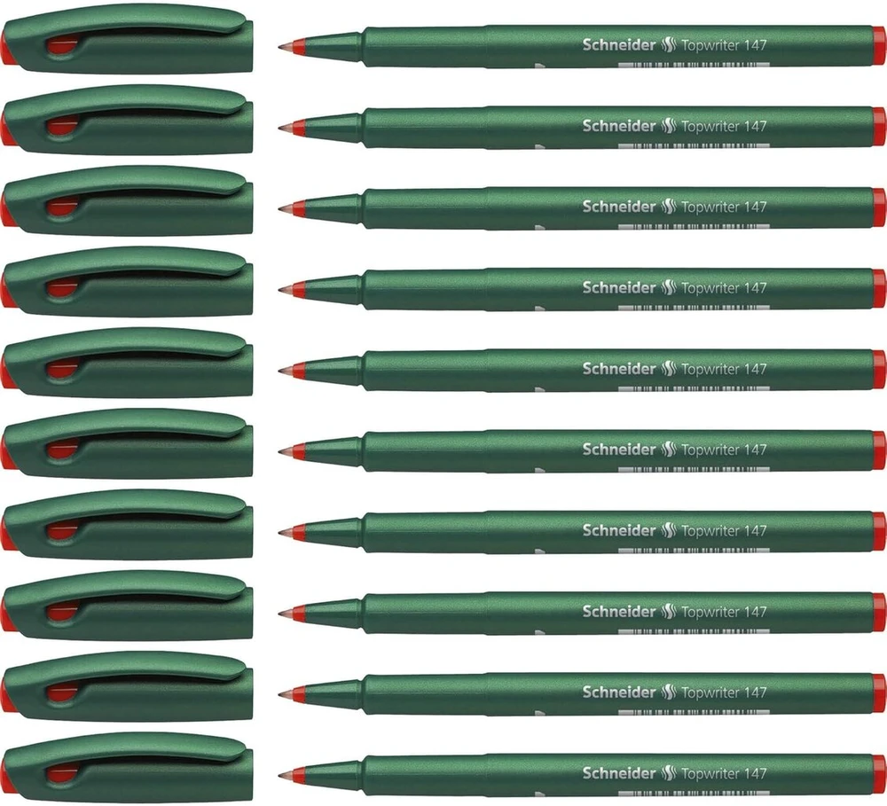 Schneider Schreibgeräte Topwriter 147 rašikliai 0,6 mm, 10 vnt., raudona