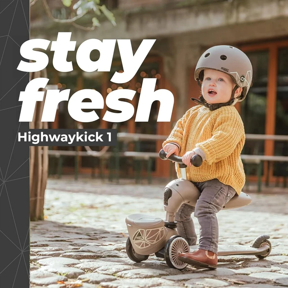 Scoot and Ride Scoot & Ride Unisex - Highwaykick 1 Lifestyle paspirtukas su sėdyne ir dėtuvu kūdikiams