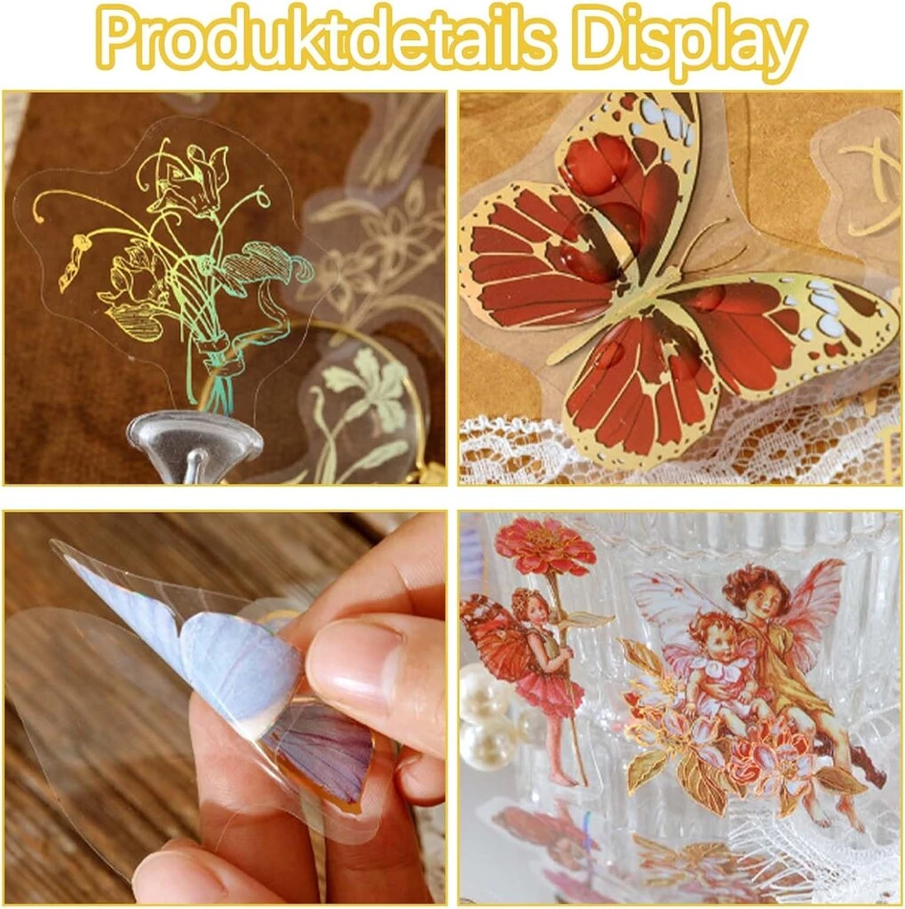 Scrapbooking lipdukai, 120 vienetų vintažinių scrapbooking lipdukų rinkinys, vandeniui atsparūs skaidrūs Ynkkvre fėjų scrapbooking lipdukai, skirti pasidaryk pats nuotraukų albumui, dienoraščio užrašų knygelei, scrapbooking reikmenims