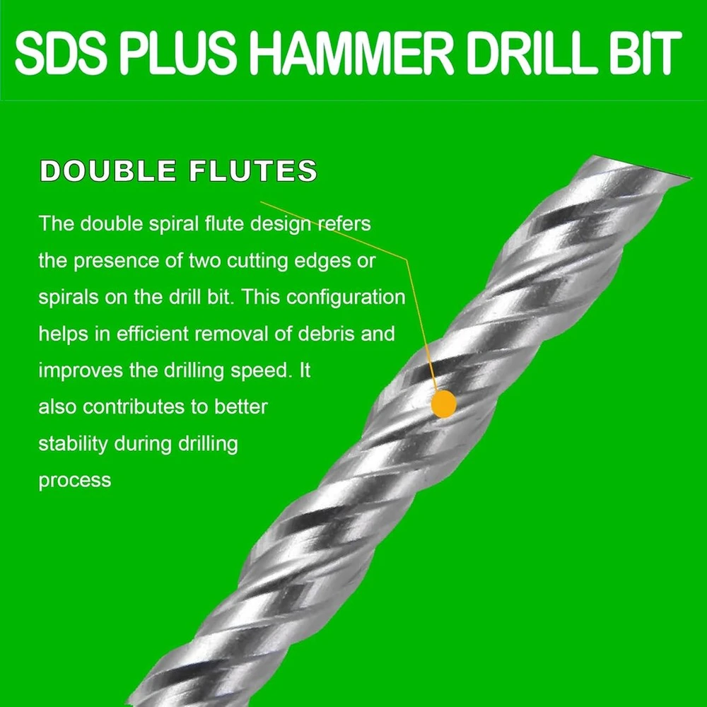 Sds plus plaktuko grąžtų rinkinys, 5 vnt., 4 mm x 160 mm mūro grąžtai, skirti gręžti betoną, akmenį, plytas ir uolienas
