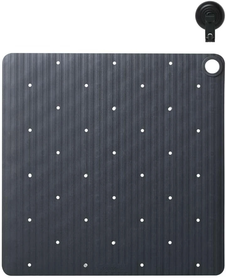 Sealskin Ribb neslystantis dušo kilimėlis 55 x 55 cm antracito spalvos su juodu kabliuku