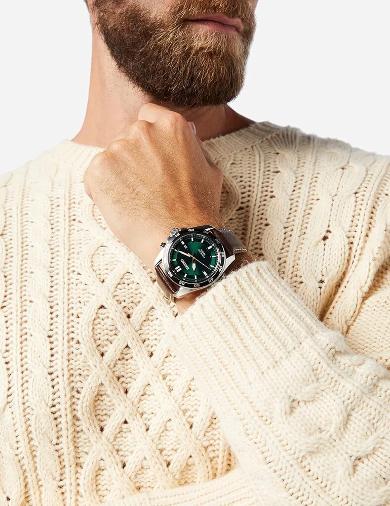 Seiko Kinetic vyriškas laikrodis su odine apyranke