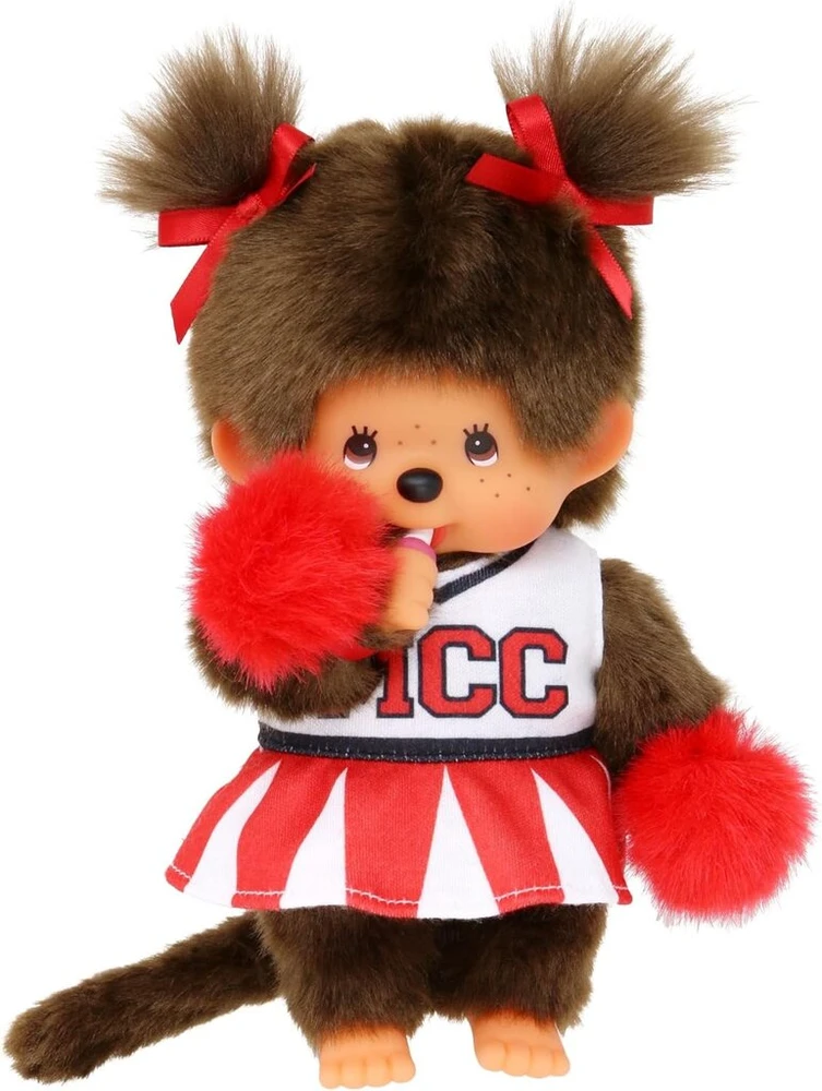 Sekiguchi Co., Ltd. Sekiguchi 252879 originalus monchhichi mergaitės palaikymo šokėjos minkštas žaislas, apie 20 cm, rudas pliušinis
