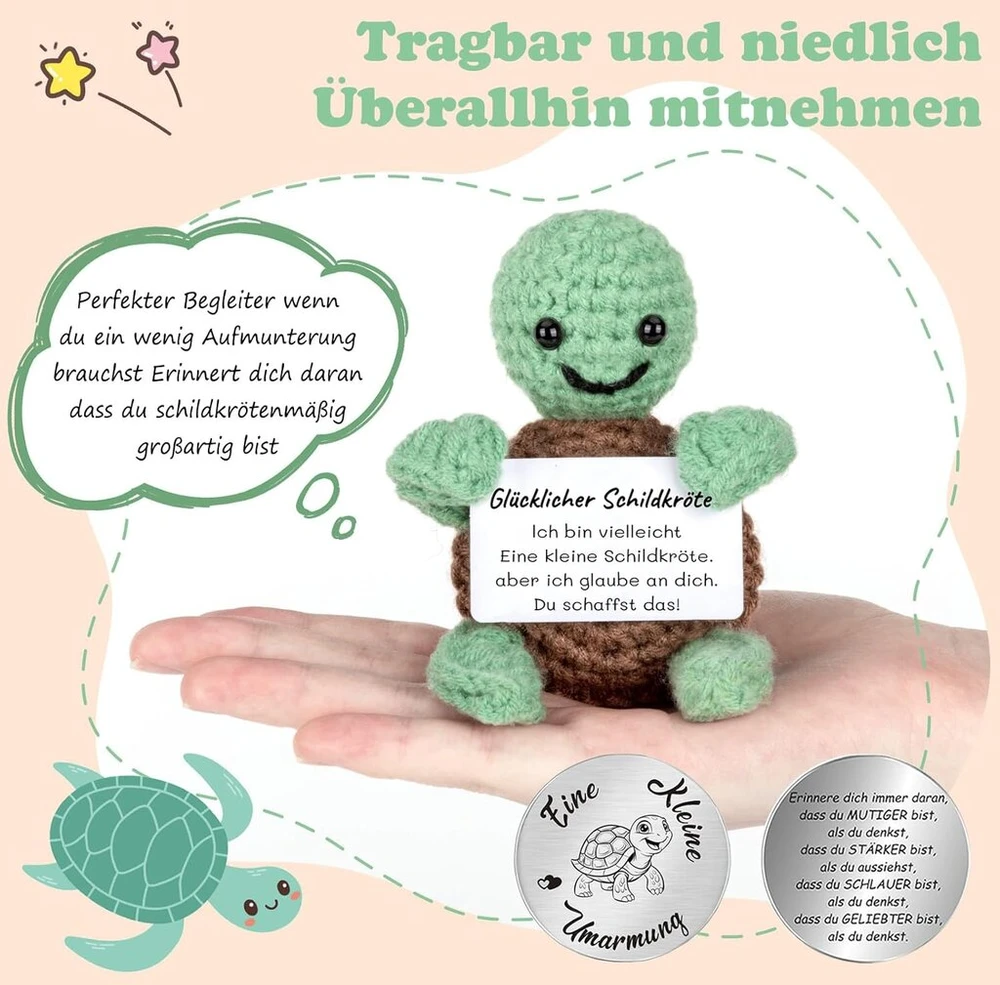 Sėkmės talismanas vėžlys kišeninis apkabinimas dovana moterims, juokinga drąsos dovana vaikams sėkmės talismanas egzaminui, pasveikimo dovanos geriausiam draugui
