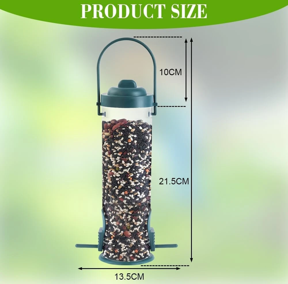 Šėrimo kolona, plastikinis lesyklėlė paukščiams 21,5 cm su 2 vietomis, paukščių šėrimo stotelė pakabinimui, laukiniams paukščiams, šėrimo silosas, permatomas vamzdelis paukščių lesyklėlė sodui, terasai