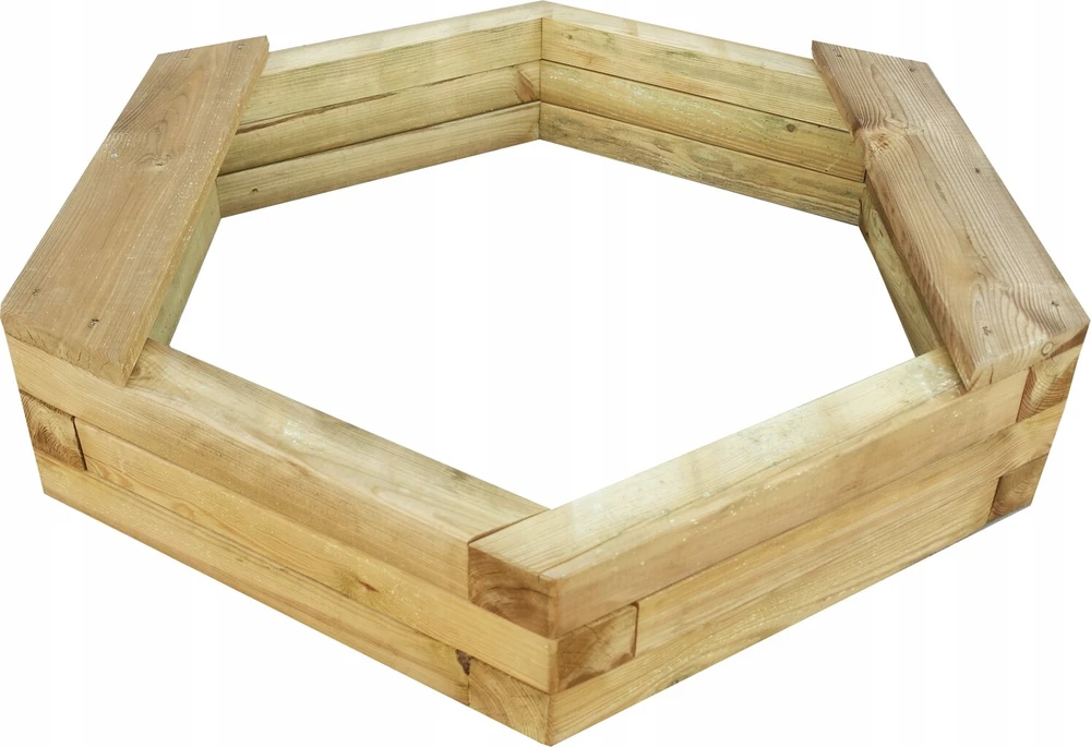 Šešiakampė medinė smėlio dėžė fi 150 cm