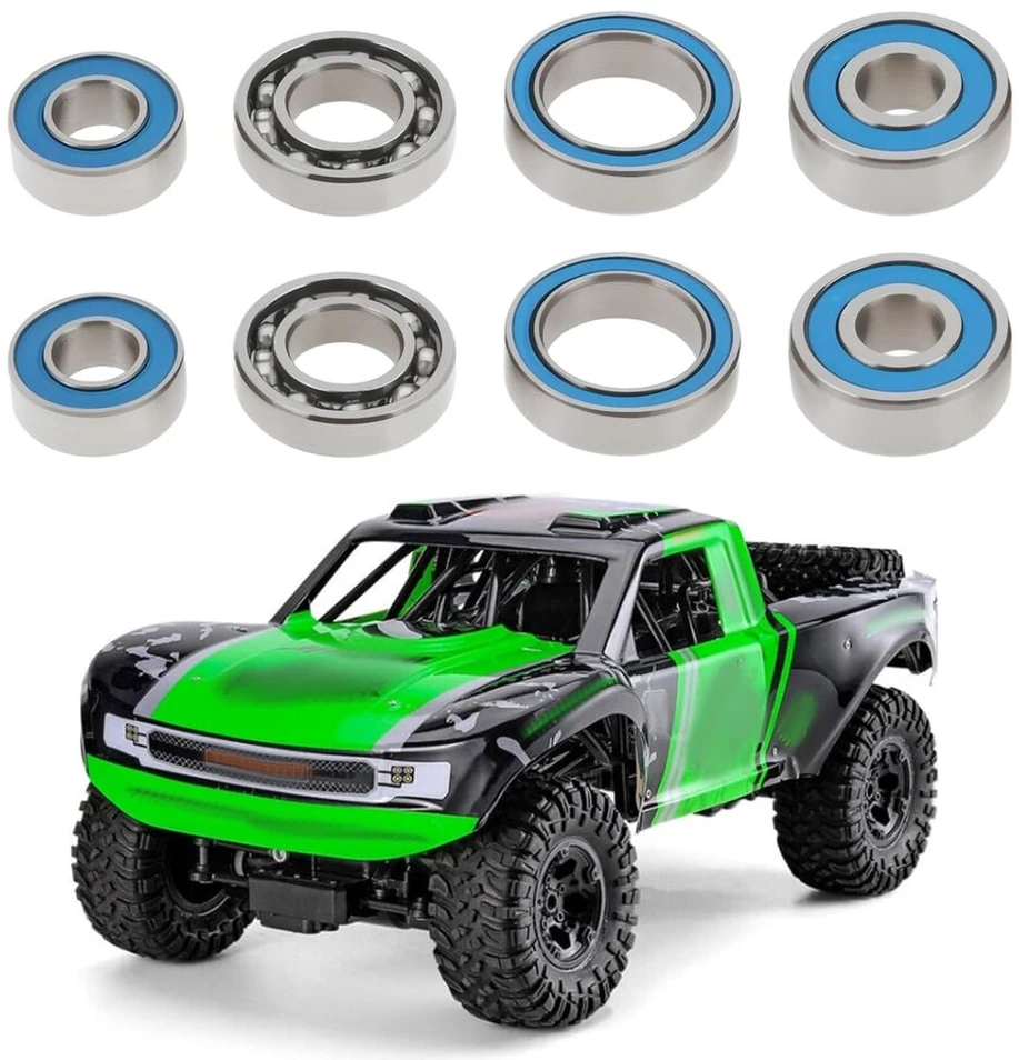 Sg store 16 dalių rc bekelės automobilio priekinių ir galinių guolių rinkinys 5x11x4mm 7x14x3.5mm atviras 5x14x5mm 10x15x4mm, suderinamas su axial scx10.2 scx10 ii ar44