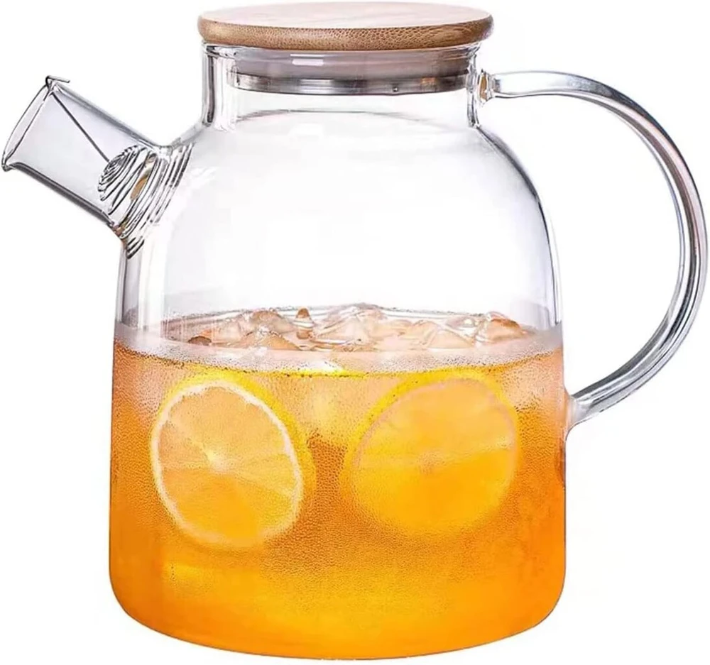 Sharemee stiklinis arbatinukas su infuzoriumi biriai ir žydinčiai arbatai, karščiui atsparus stiklinis arbatinukas ir virdulys viryklei, puikus arbatinukas, 1600 ml