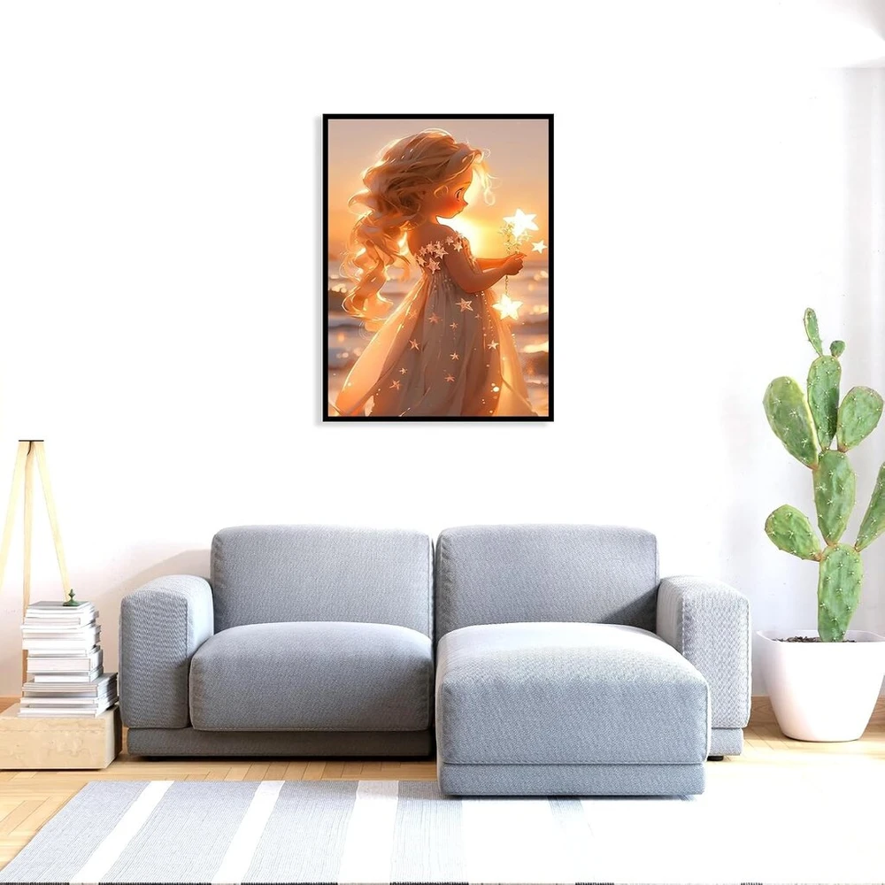 Shegzhuc deimantinė tapyba „moteris su žvaigždėmis“ 30 x 40 cm, deimantinė tapyba „merginos prie jūros paplūdimio“, deimantinė tapyba „princesė“, mozaikinė deimantinė tapyba, meno siuvinėjimas kryželiu, paveikslai, dovana sienai