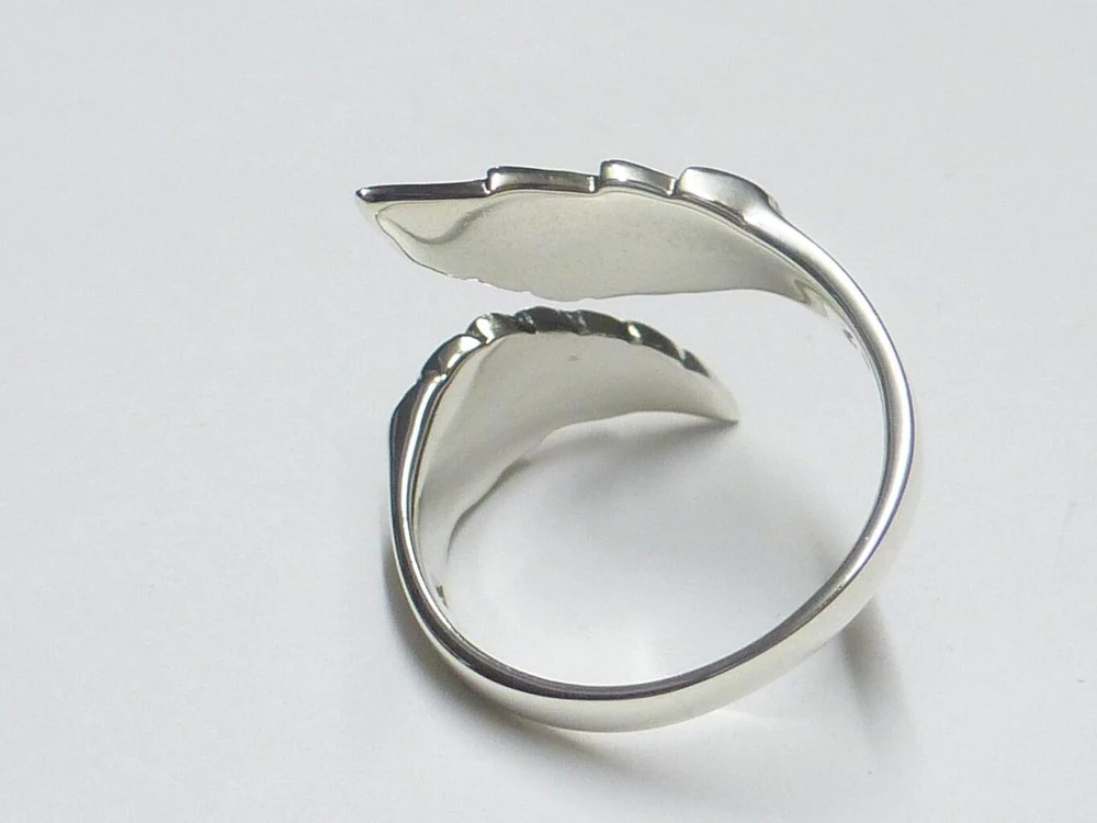 Sidabrinis žiedas atviras žiedas Angelų sparnai Dydis 58 Sterlingų sidabro papuošalai Unisex, Sterlingų sidabras