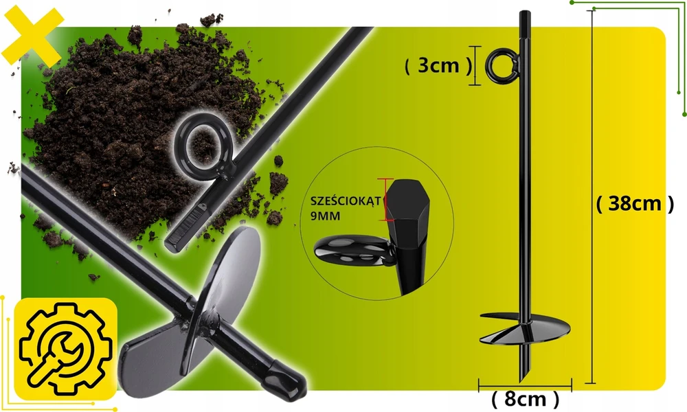 SILKĖS INKARO TVIRTINIMO PRIEMONĖ PRIE ŽEMĖS PALAPINĖS 38CM