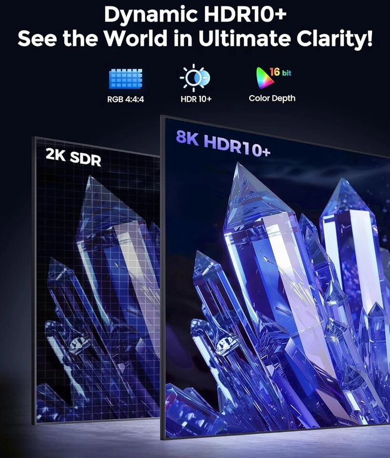 Silkland 10k 8k Hdmi 2.1 kabelis 10 m, Hdmi kabelis 4k @ 144hz/120hz 8k @ 60hz, Earc, Hdr10, Dolby Atmos, 48 Gbps, Hdcp 2.2 & 2.3, skirtas Hdtv/soundbar/ps5/blu-ray/switch/projektoriui/nešiojamam Kompiuteriui/ekranui/tv Dėžutei/pc