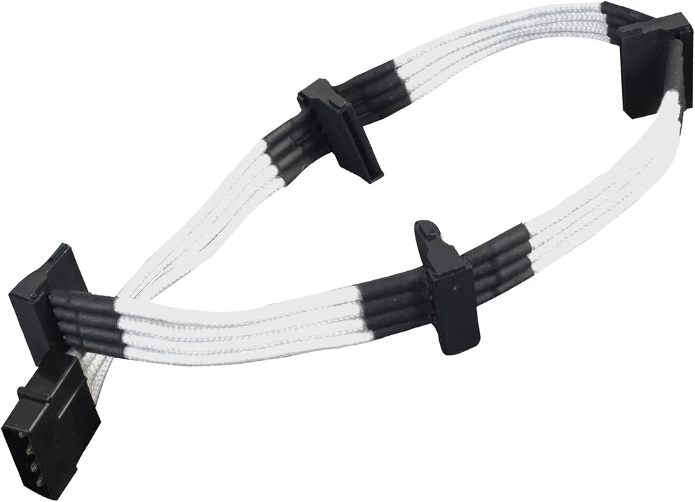 Silverstone Sst-pp07-btsw 4-pin Molex į 4x Sata 30cm prailgintuvas - Baltas