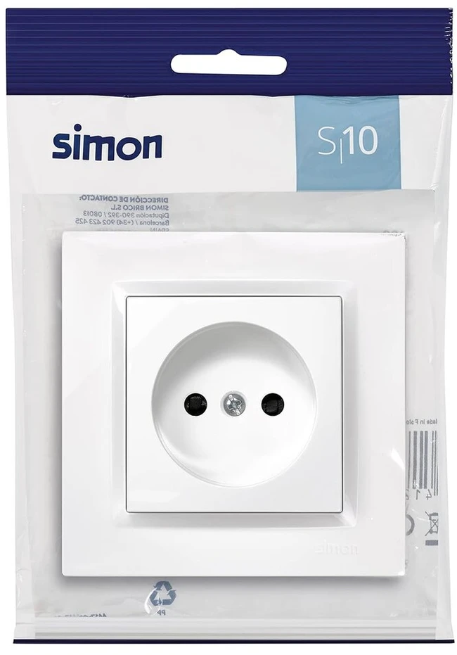 Simon 10 baltas bipolinis kištukas