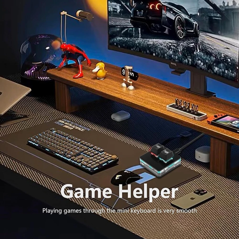 Sinloon Usb mini 2 mygtukų kopijavimo ir įklijavimo klaviatūra, Osu klaviatūra, Hotswap vienos rankos mechaninė žaidimų klaviatūra su Usb laidu ritminių žaidimų žaidimams