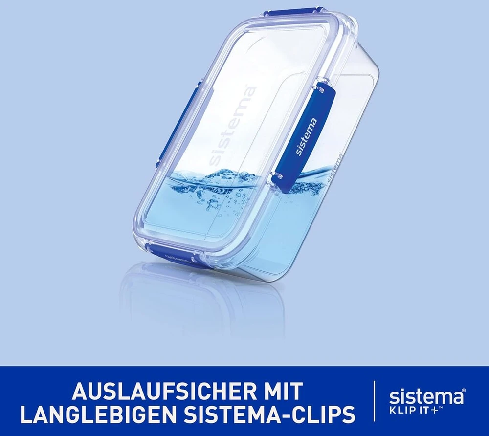 Sistema Klip It Plus maisto laikymo indų rinkinys, 1 l, 4 hermetiški indai, nepralaidus uždarymas