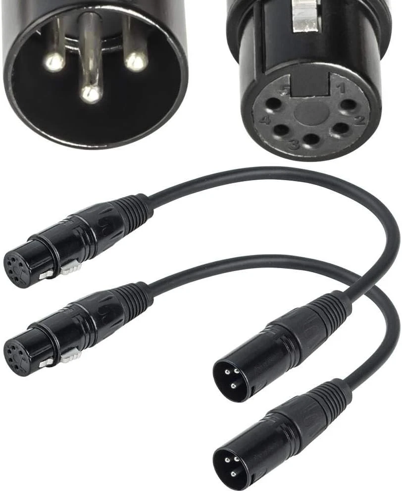 Siyear Xlr jungtis, tėviška 3 kontaktų į Xlr moteriška 5 kontaktų Dmx 512 Dmx atbulinės eigos šviesos kabelis Xlr3m į Xlr5f adapterio kabelį (30 cm / 2 vnt.)