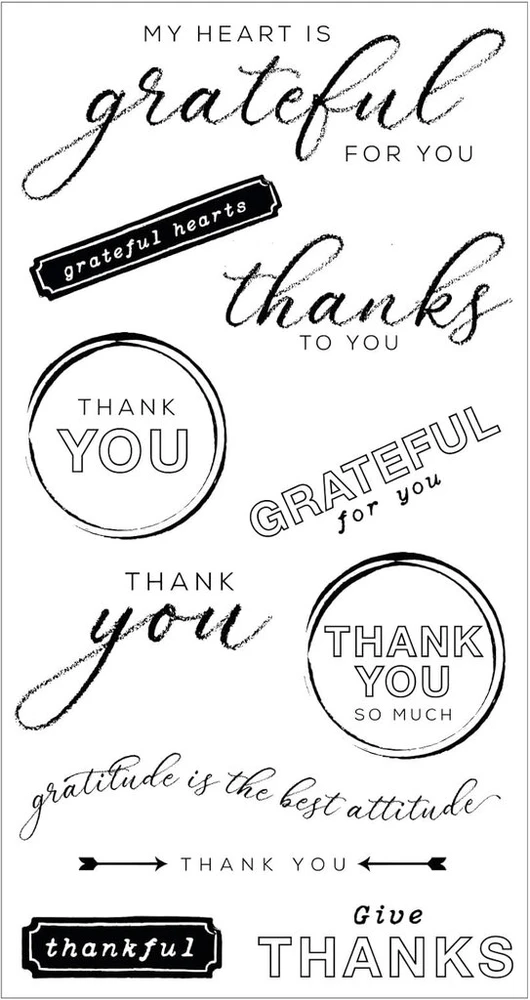 Sizzix Thank Sentiments by 49 and Market skaidrūs antspaudai su rėmeliu