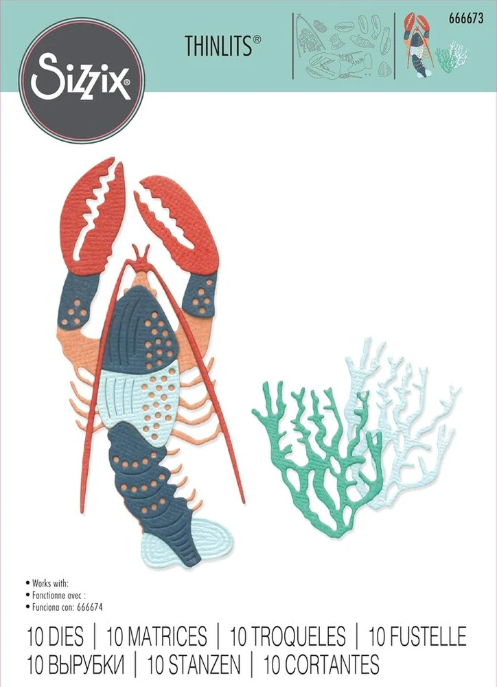 Sizzix Thinlits Ocean Animals pjovimo formelių rinkinys, įvairiaspalvis, vienas dydis