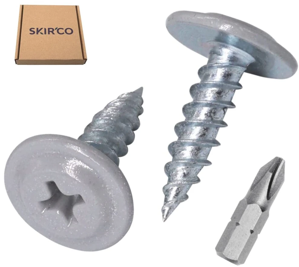 Skir'co (50 vnt.) dažyti 4,2 x 16 mm savaime įsisriegiantys medvaržčiai metalinis varžtas Phillips modifikuota santvaros galvutė (baltas aliuminis ral 9006)