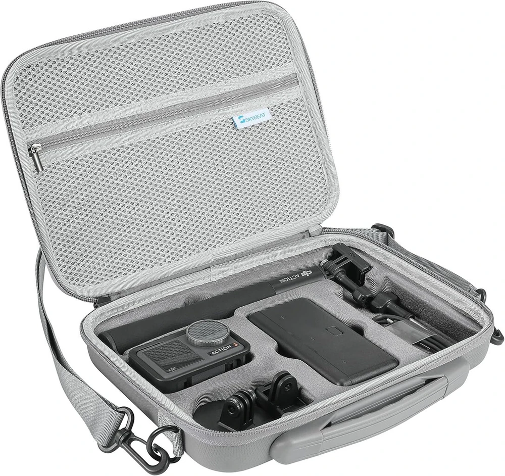 Skyreat Osmo Action 5 Pro/4 dėklas, nešiojamas Pu odos dėklas Dji Action 3/4/5 Pro Adventure Combo priedams, pilkas, Action 3/4/5 Pro nešiojamas krepšys