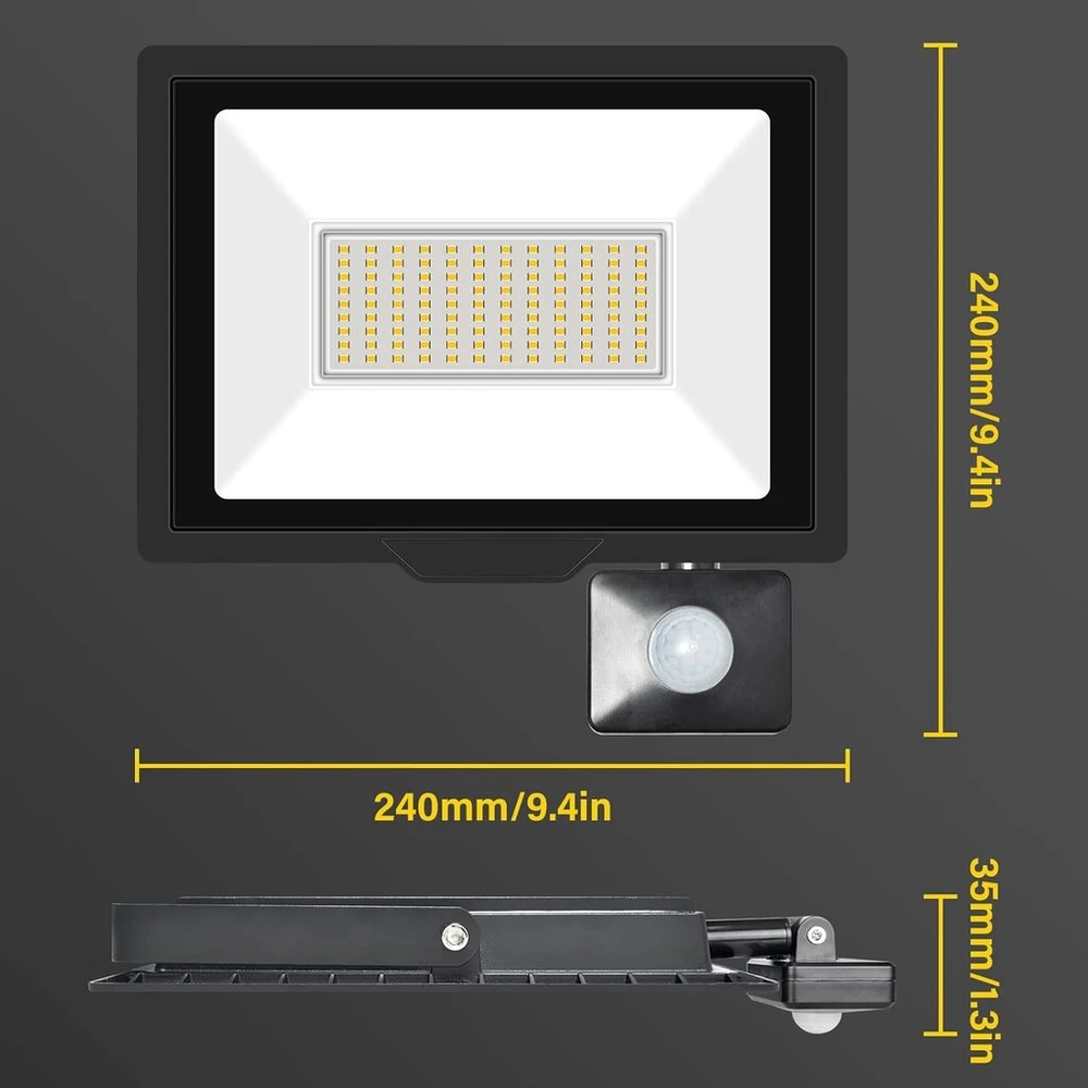 Skyworld 75 W led prožektorius su judesio davikliu lauke, 7500 lm lauko prožektorius, led prožektorius ip66 atsparus vandeniui, 5000 k šiltai balta itin ryški priekinė lemputė sodui, garažui, kiemams, prieškambariui