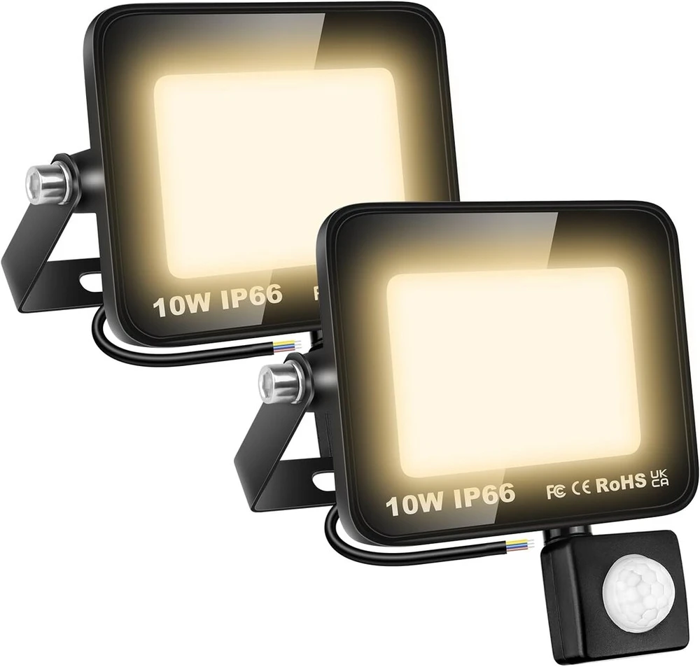 Skyworld led prožektorius su judesio davikliu pir, 2 vnt., 10 w, 1000 lm led lauko prožektorius, 4000 k šiltai balta led lempa, lauko šviestuvas, atsparus vandeniui, skirtas kiemui, garažui, sodui, automobilių stovėjimo aikštelei