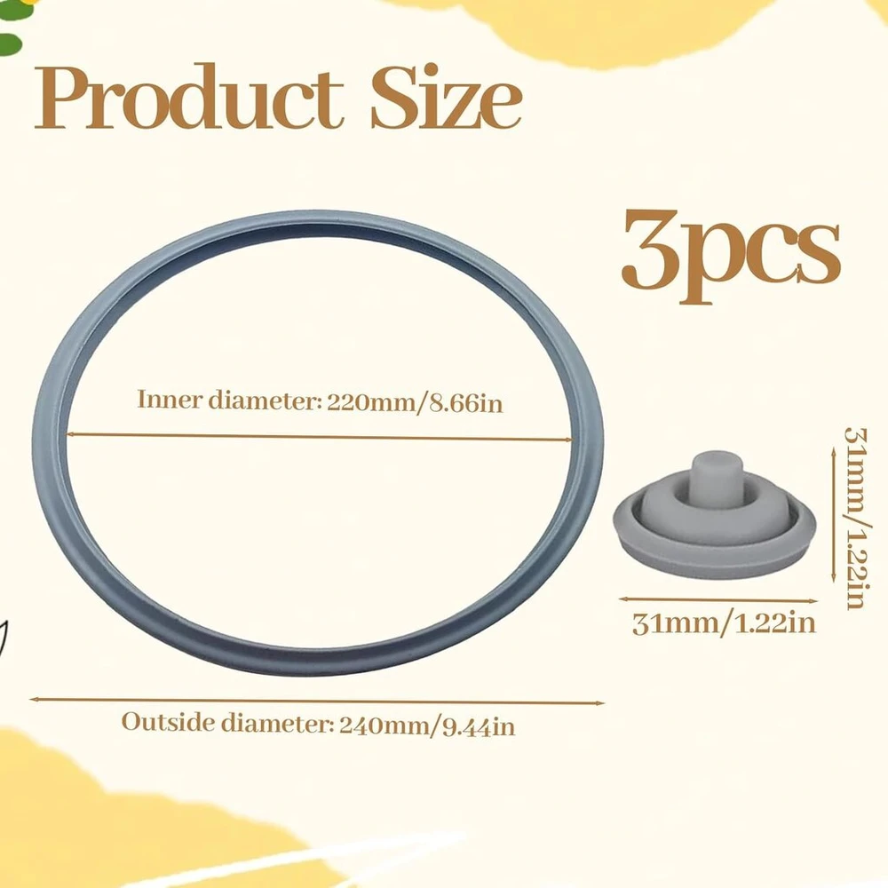 Slėginės viryklės sandarinimo žiedai 22 cm, skirti Wmf, 2 x gaminimo signalo sandariklis slėginei viryklei 18 cm ir 22 cm, dangčio slėginės viryklės silikonas, skirtas Wmf Perfect 2.5 L 3 L 4.5 L 6.5 L 8.5 L atsarginės dalys