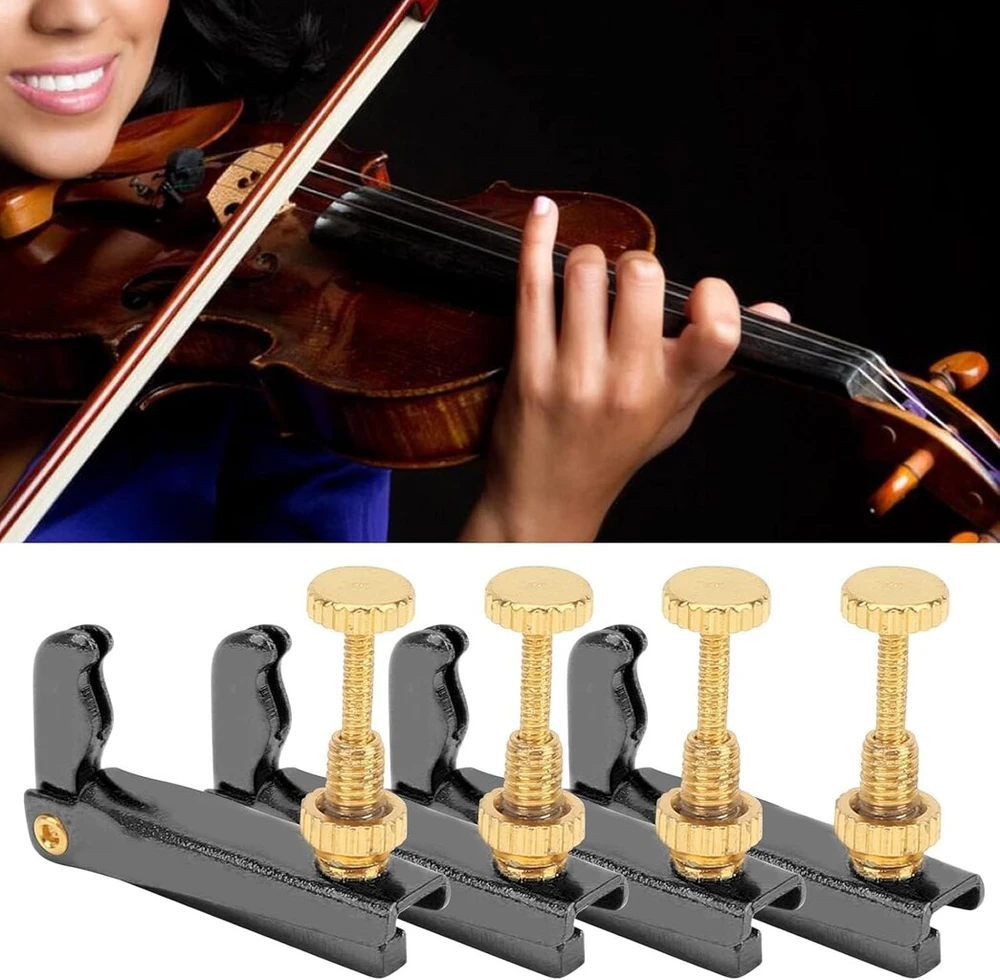 Smuiko smulkus derinimo mechanizmas, 4 vnt., 2,7 cm/1,1 colio, 3/4-4/4 dydžio violončelės smulkus derinimo mechanizmas, metalinis violončelės stygų reguliatorius, smuiko derinimo sraigtas, smuiko stygų įrankis, stygų smulkus derinimo reguliatorius, prieda