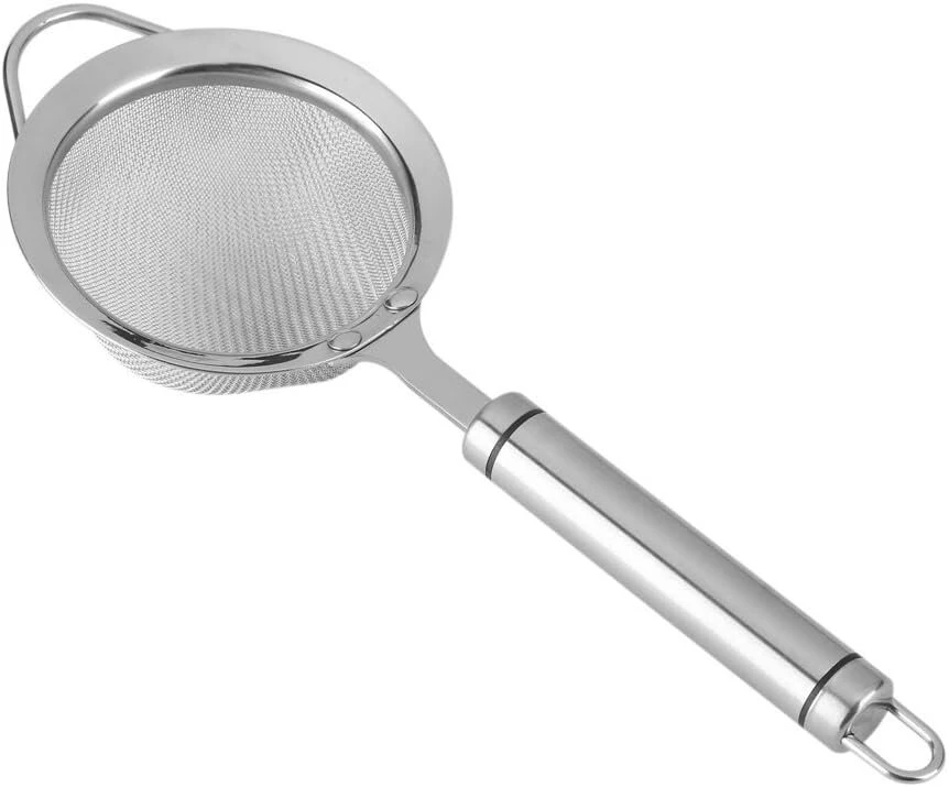 Smulkus nerūdijančio plieno tinklelio koštuvas virtuvės pagalbininkas maisto koštuvas sietelis kiaušiniams arbatai ryžiams ir sultims gruzdinimui naudoti ilgis 26,5 cm / 10,4 colio skersmuo 10 cm / 3,9 colio