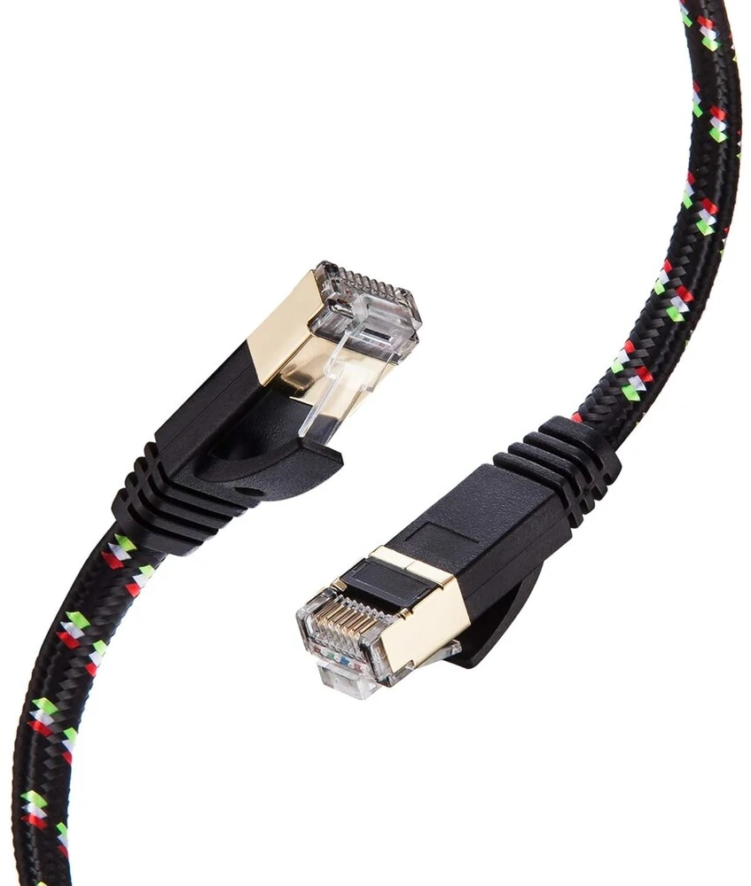 Snanshi Cat 7 Ethernet kabelis, 2m, plokščias, nailono pynė