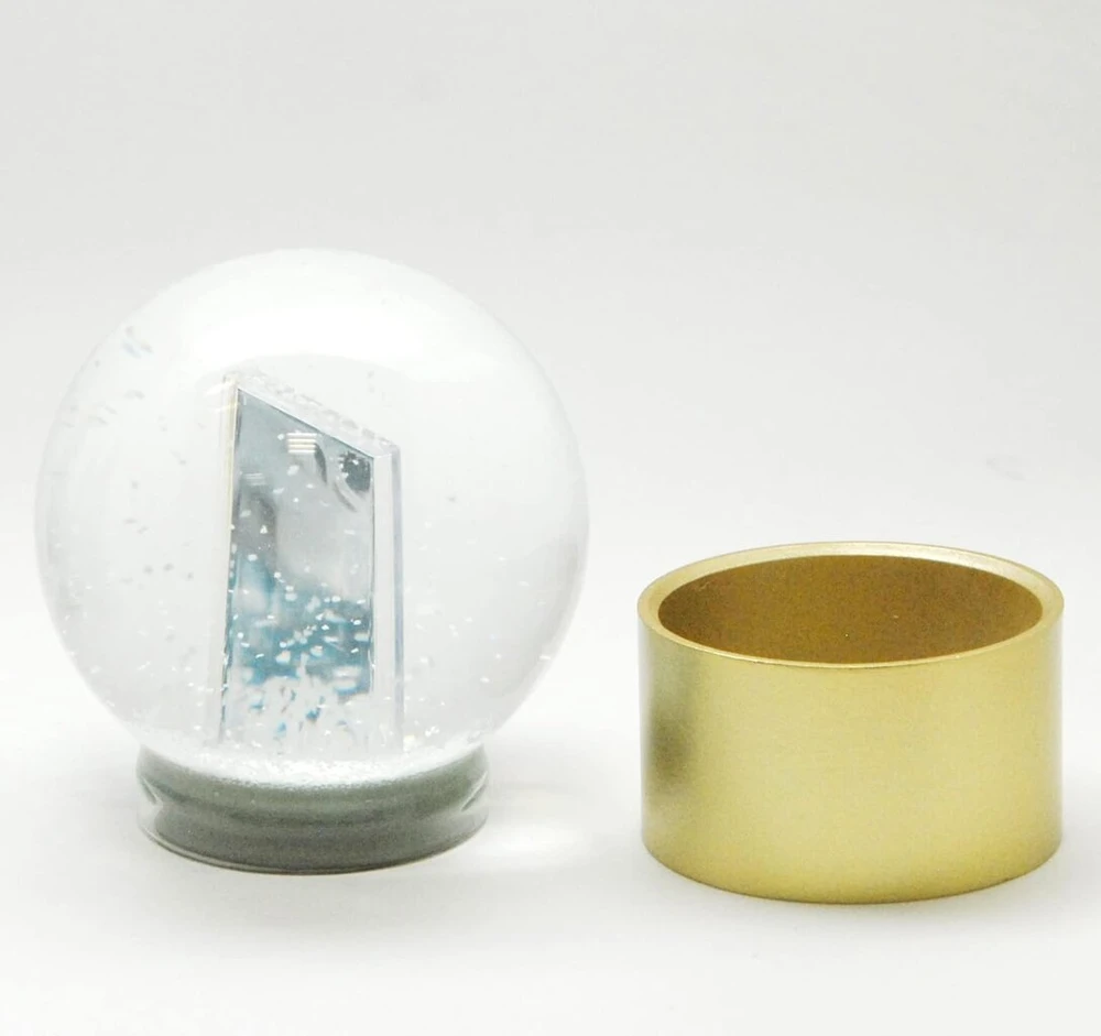 Snowglobe for You 40078 nuotraukų gaublys stiklinis nuotraukų rėmelis su plastikiniu pagrindu auksinis apvalus 100 mm skersmens
