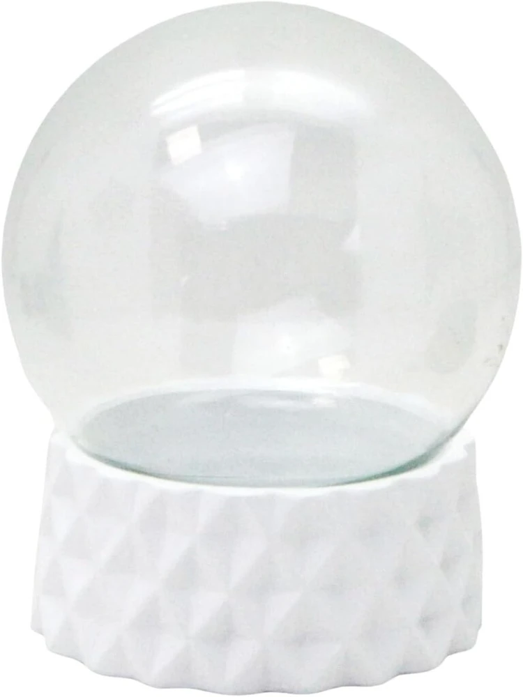 Snowglobe For You Diy 40105 "pasidaryk pats" sniego gaublys su stikliniu rutuliu ir polirezino pagrindu, baltas apvalus kubinis - 100 mm skersmens - individualus purtomas rutulys su blizgučiais