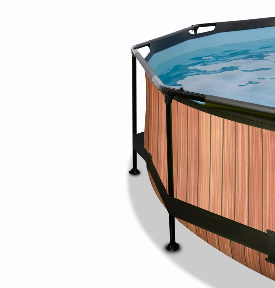 Sodo baseinas su filtru Exit Wood 360 x 76 cm rudas