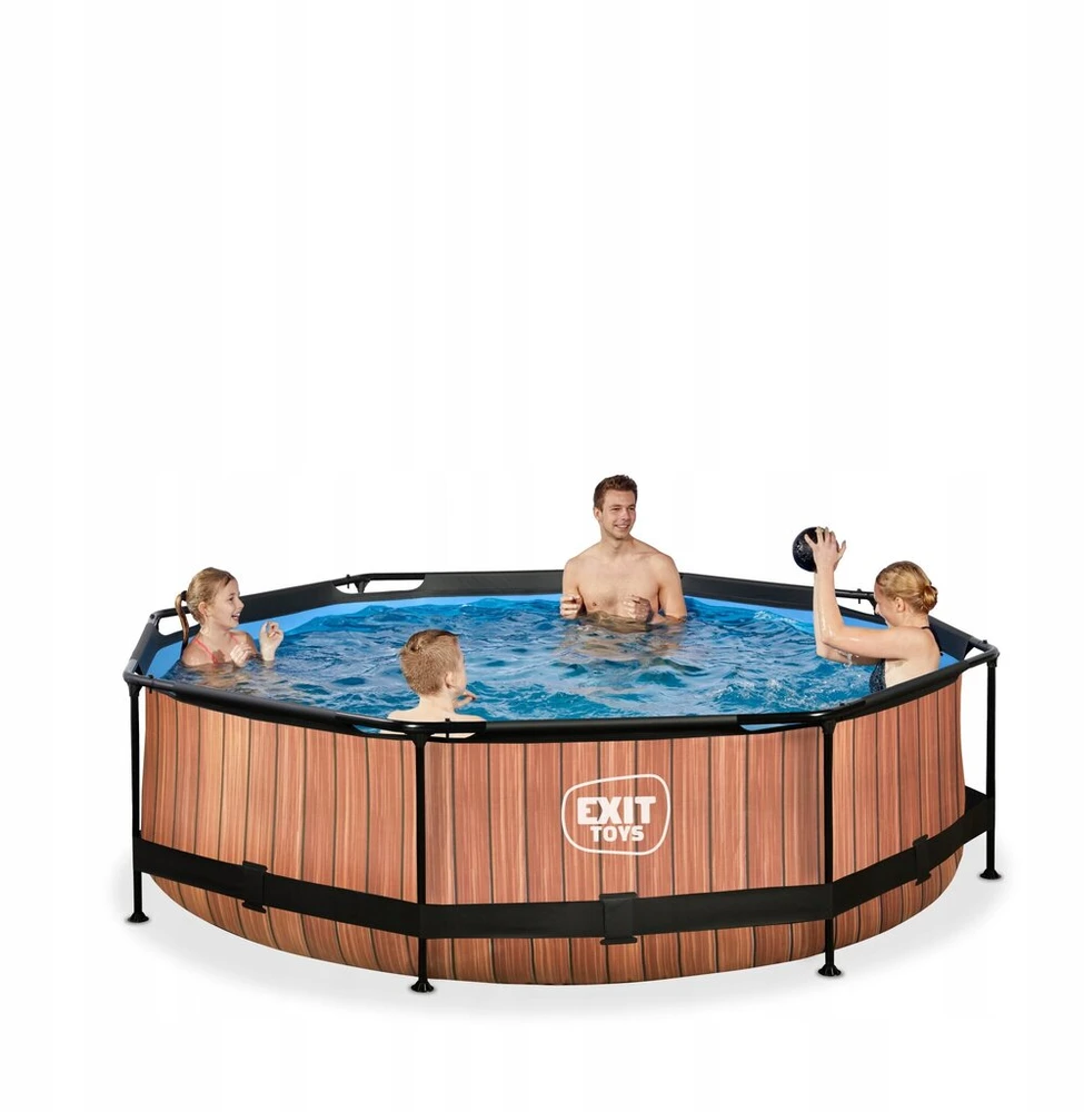 Sodo baseinas su filtru Exit Wood 360 x 76 cm rudas