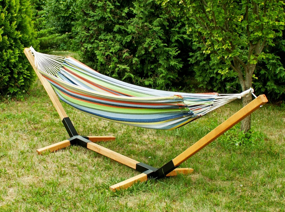 Sodo hamakas 200x100cm stiprus sūpynės spalvingas supamasis krėslas + krepšys Sapphire Bari