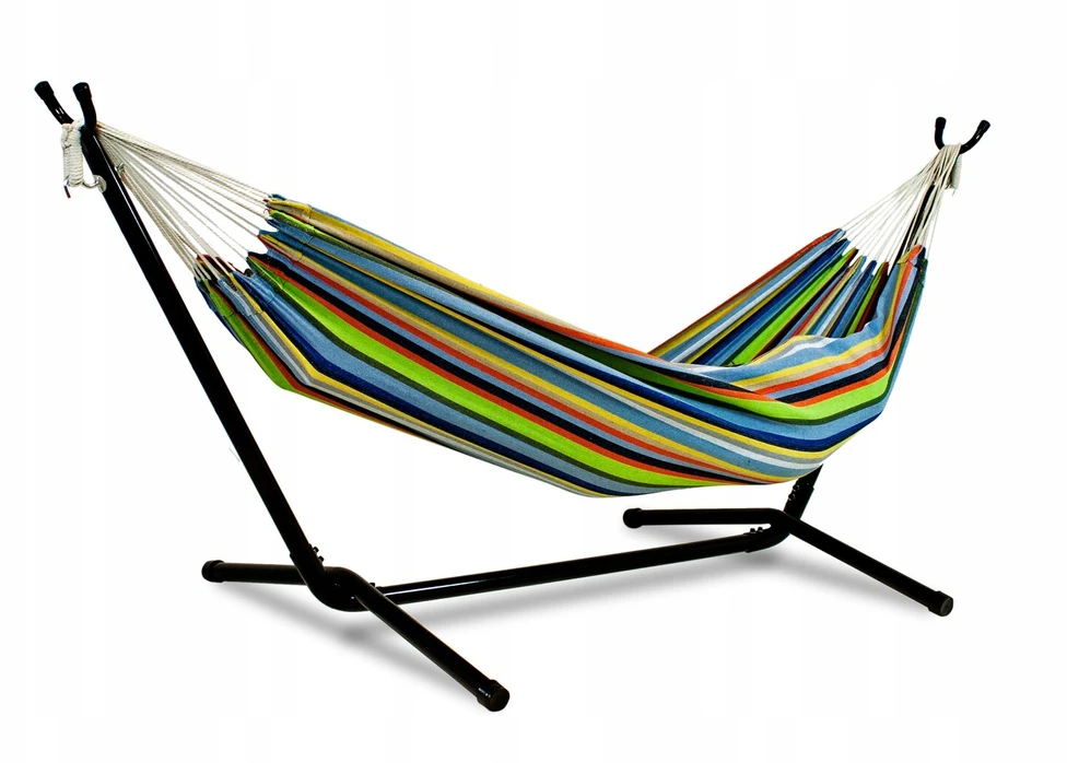 Sodo hamakas 200x100cm stiprus sūpynės spalvingas supamasis krėslas + krepšys Sapphire Bari