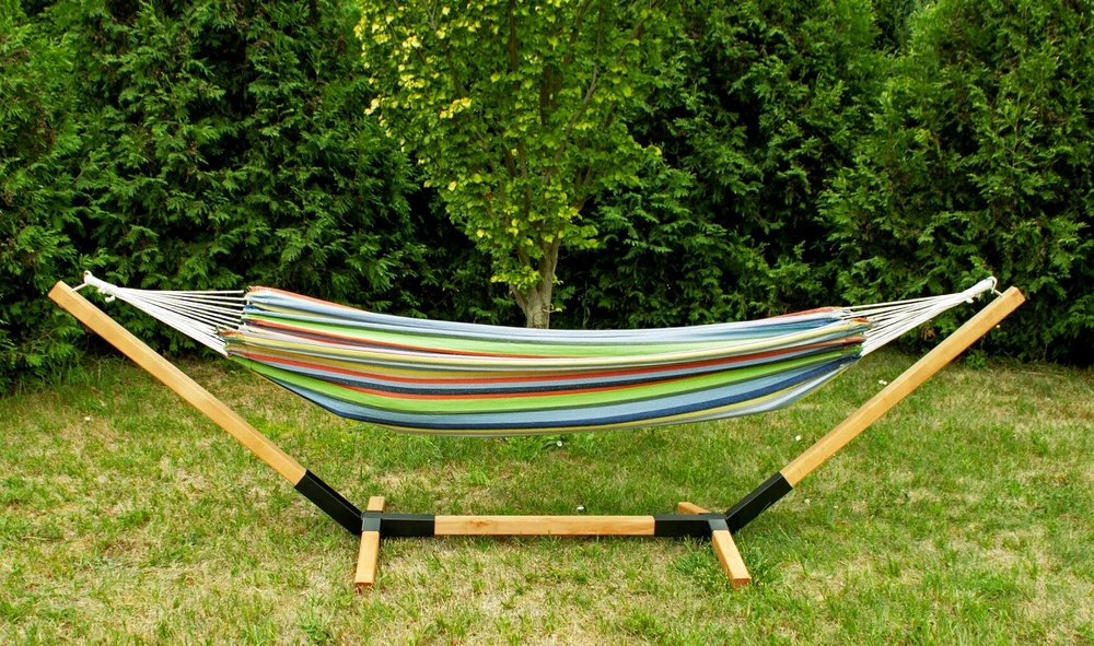 Sodo hamakas 200x100cm stiprus sūpynės spalvingas supamasis krėslas + krepšys Sapphire Bari