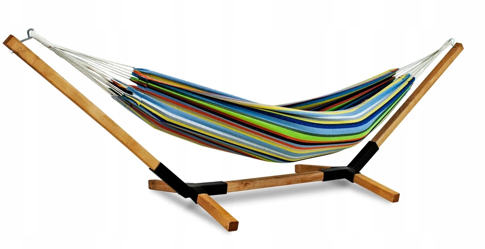 Sodo hamakas 200x100cm stiprus sūpynės spalvingas supamasis krėslas + krepšys Sapphire Bari