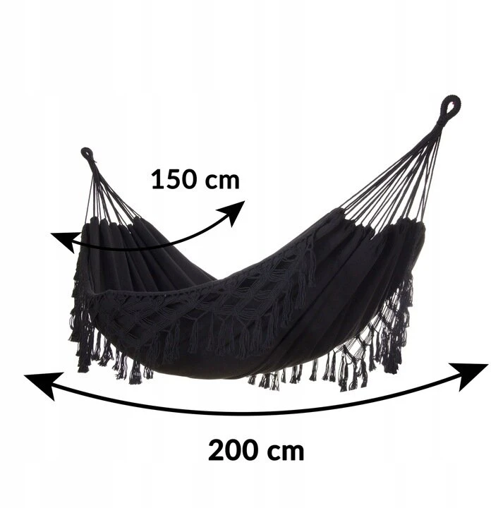 Sodo hamakas Brazilian Boho su kutais Double Light Pilkas Strong 220kg