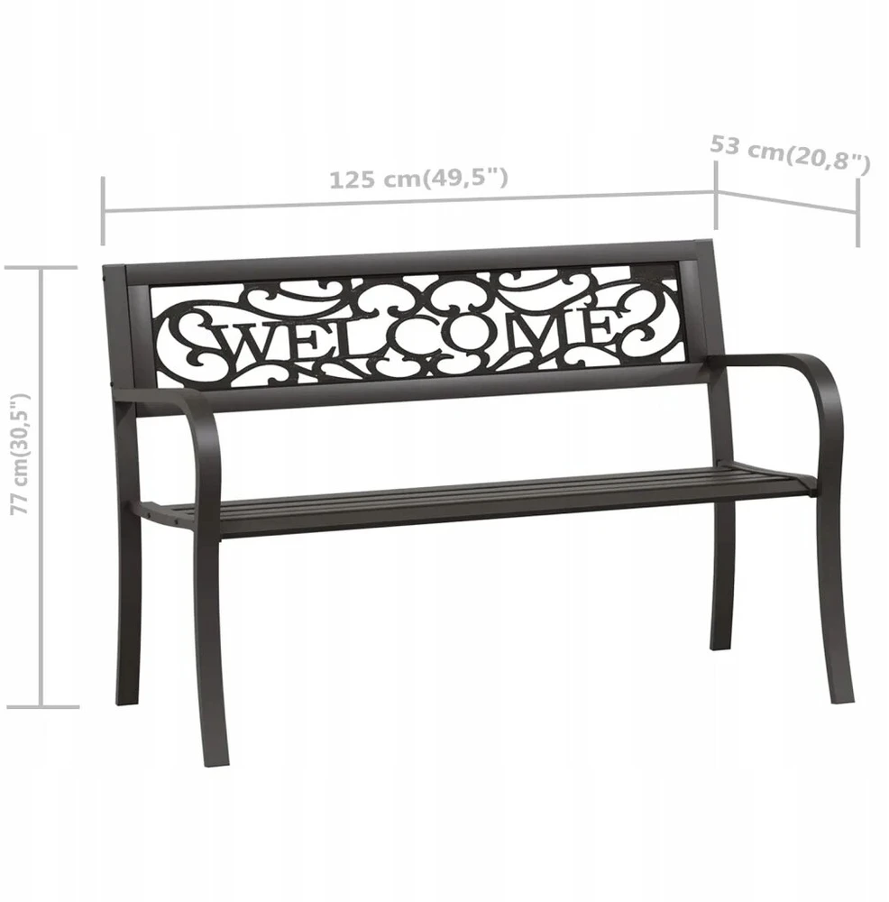 Sodo suoliukas, 125 cm, plieno, juodas