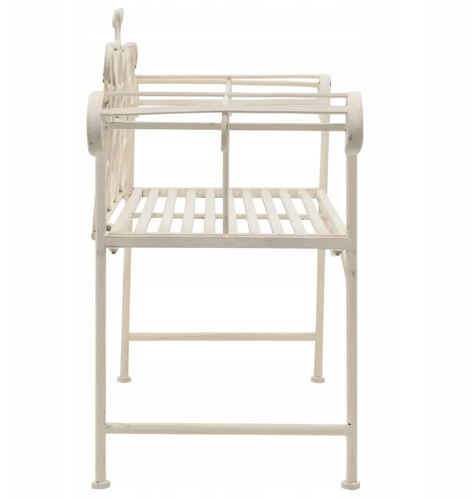 Sodo suoliukas, 132 cm, metalinis, antikvarinis baltas