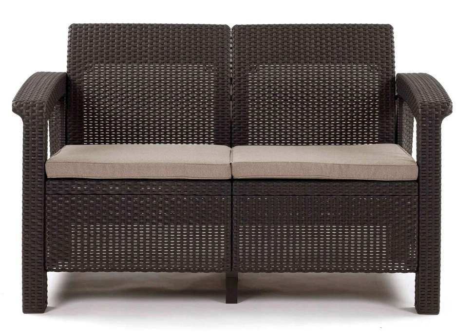 Sodo suoliukas-sofa corfu love keter, skirtas 2 asmenims, poilsiui terasoje, balkone