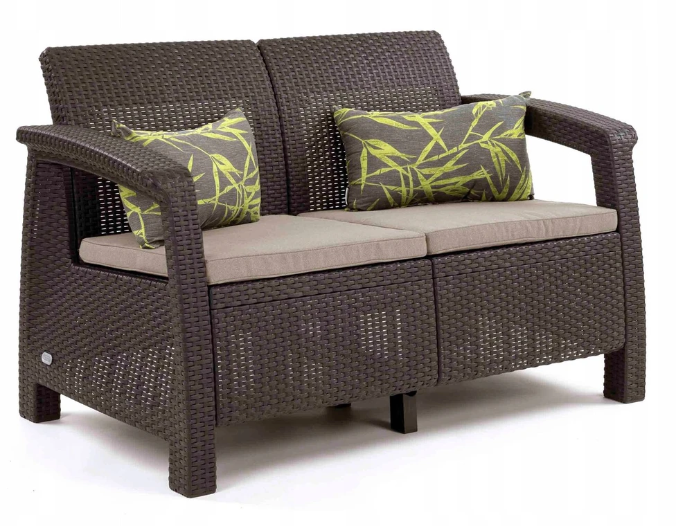 Sodo suoliukas-sofa corfu love keter, skirtas 2 asmenims, poilsiui terasoje, balkone