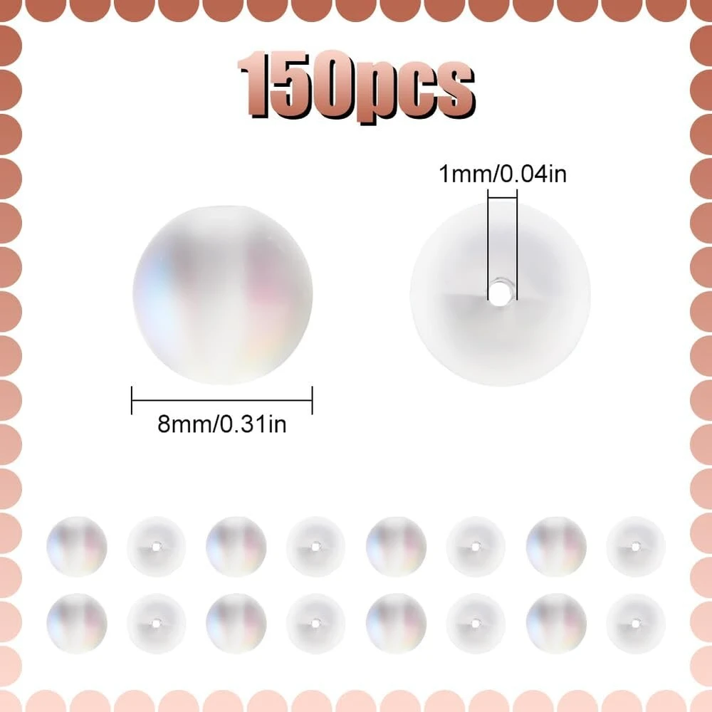 Sofplate 1 dėžutė su 150 mėnulio akmens stiklo karoliukais, didelis pakelis matinių karoliukų, 8 mm apvalūs skaidrūs permatomi aurora kristalų dažyti rutuliukai, matiniai tarpikliai, palaidi karoliukai papuošalų gamybai, apyrankėms H