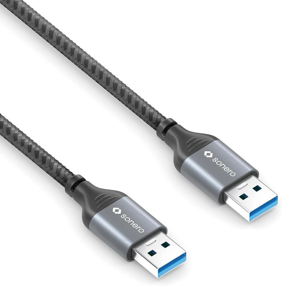 Sonero® Usb-a į Usb-a duomenų kabelis, jungiamasis kabelis, Usb kabelis tipas A, Usb 3.0, 5gb/s, space pilkas/juodas, 3,00m