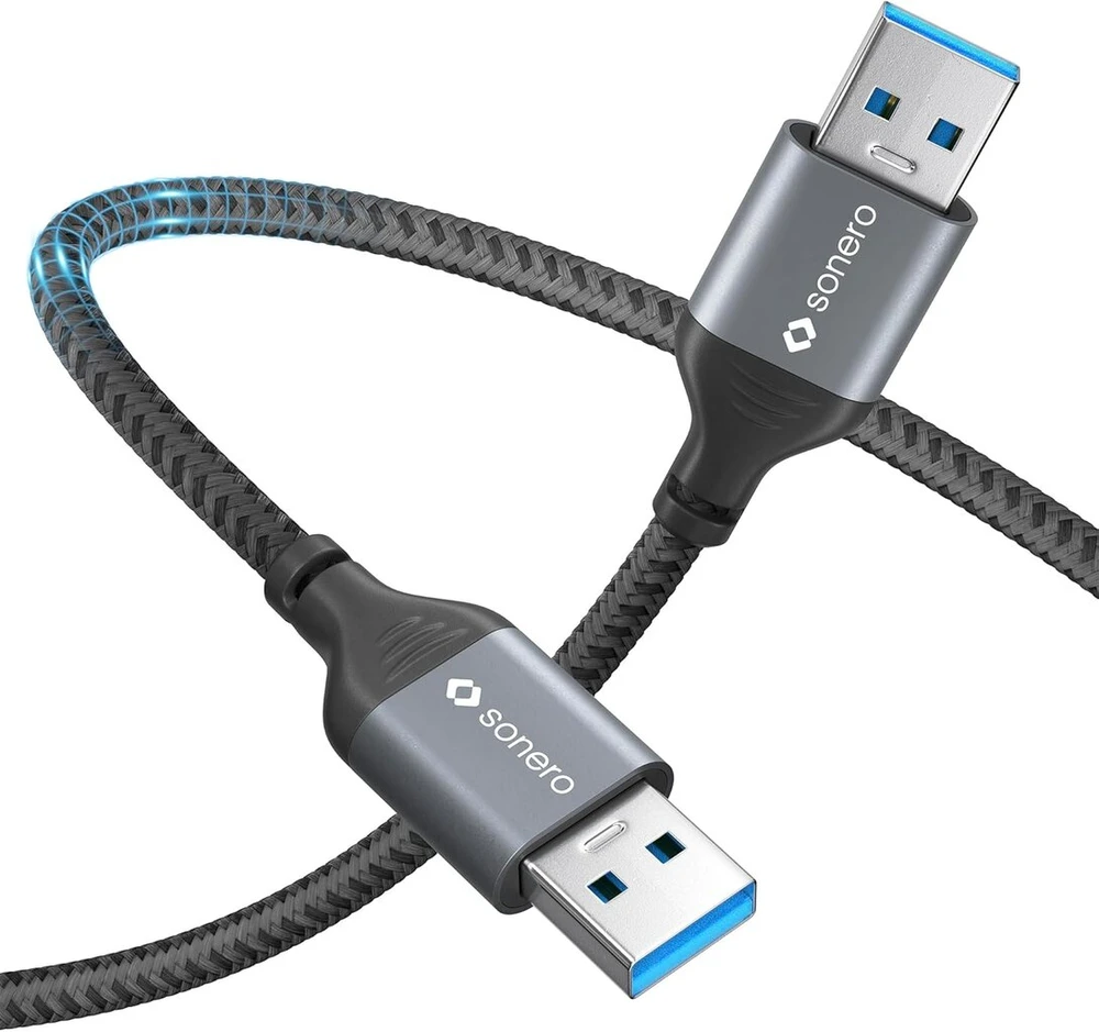 Sonero® Usb-a į Usb-a duomenų kabelis, jungiamasis kabelis, Usb kabelis tipas A, Usb 3.0, 5gb/s, space pilkas/juodas, 3,00m