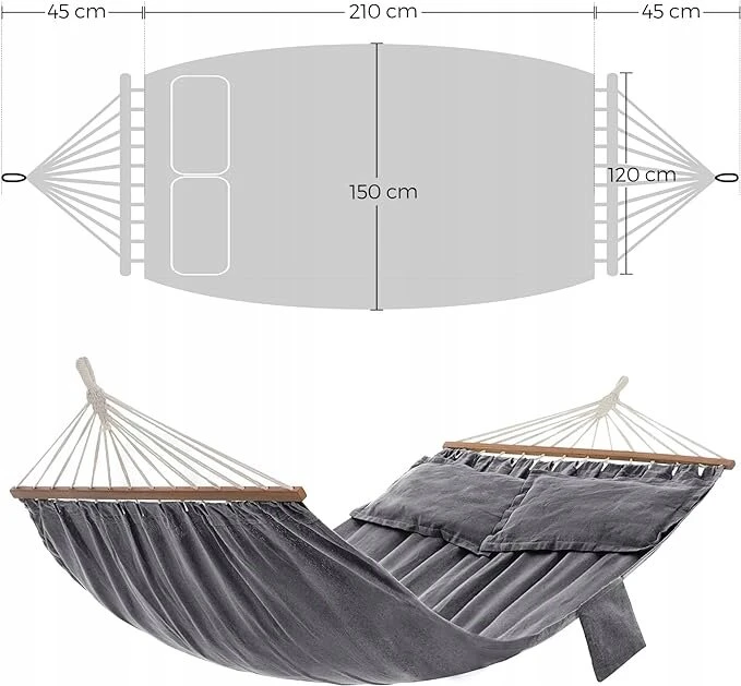 Songmics pakabinamas hamakas 210 x 150 cm - idealus sodui, balkonui ir terasai
