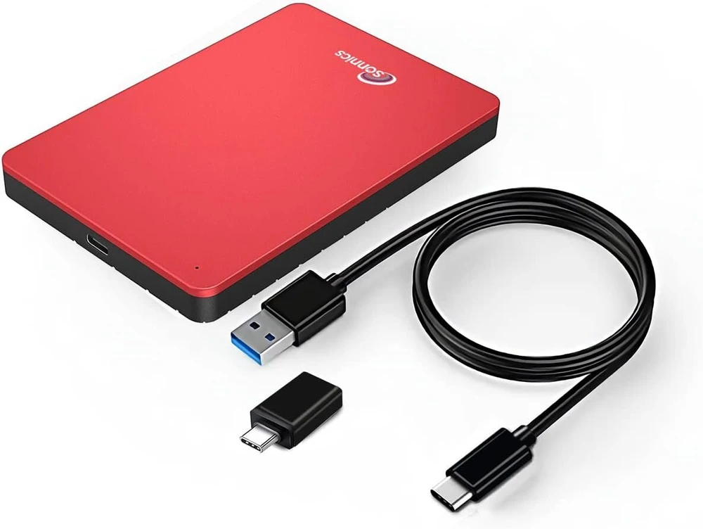 Sonnics 1tb raudonas išorinis nešiojamas kietasis diskas Type C Usb 3.1, suderinamas su Windows Pc, Mac, Smart Tv, XBOX One ir Ps4